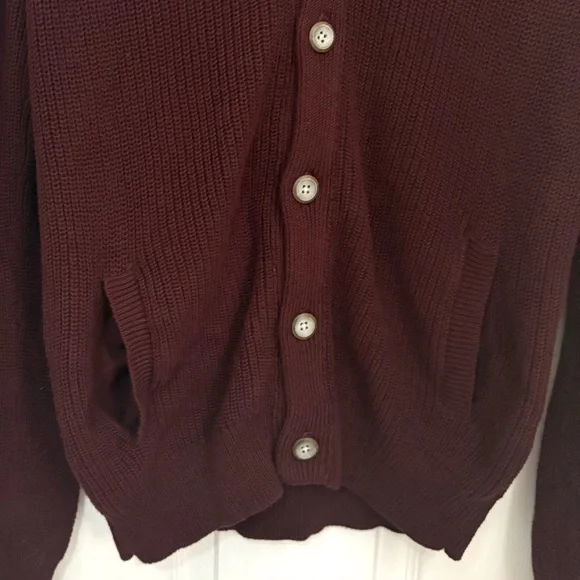 Sun + Stone Men’s Ribbed Button Down Cardigan with Shawl Collar in Plum - Picture 6 of 8